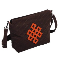 Tibetische Handtasche crossbody Tharpa dunkelbraun
