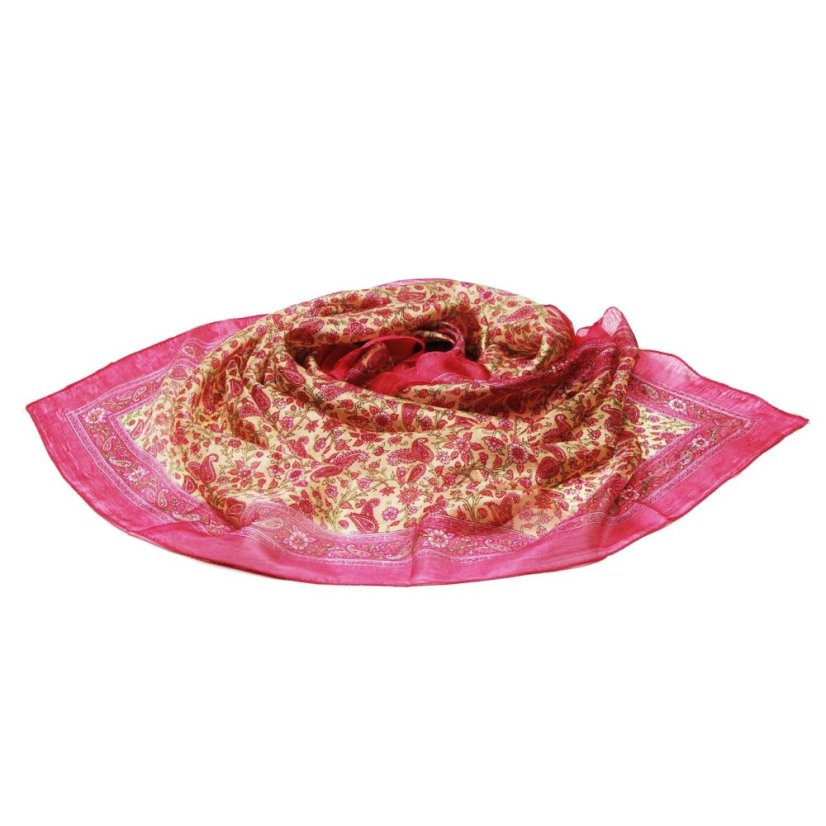 Seidentuch mit Aufdruck rosa mit Gelb