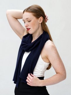 100% Kaschmirschal exklusiv schmal dunkelblau