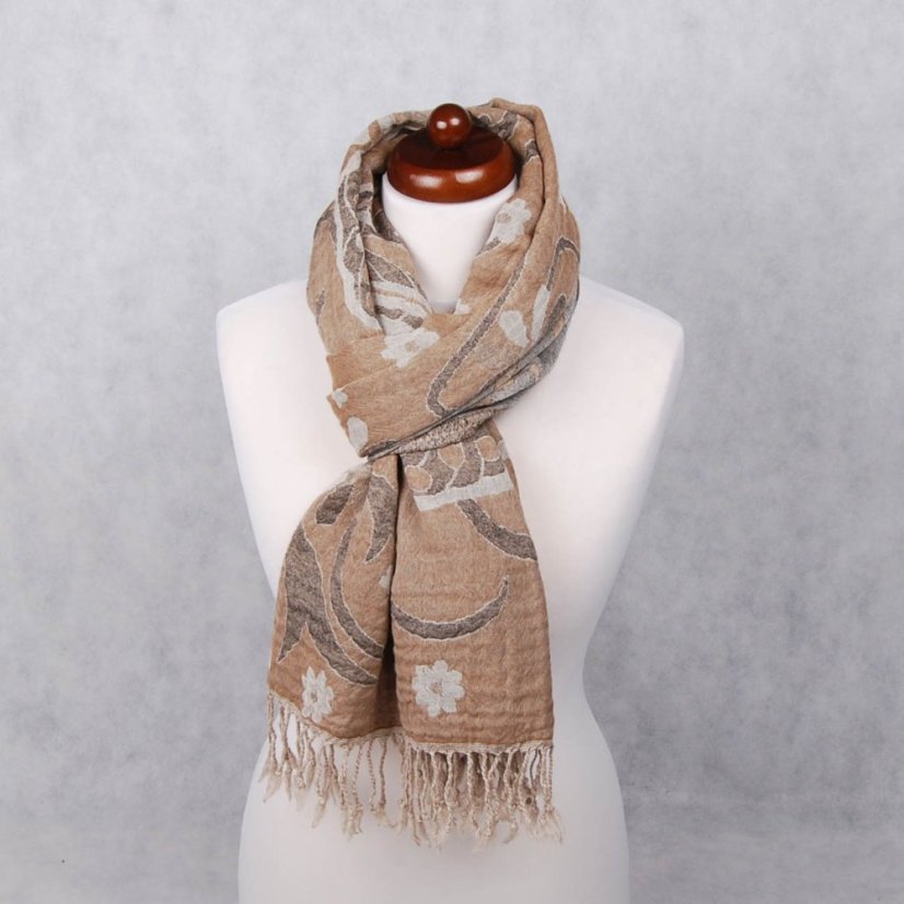 Schal aus Merinowolle Wangmo graubraun