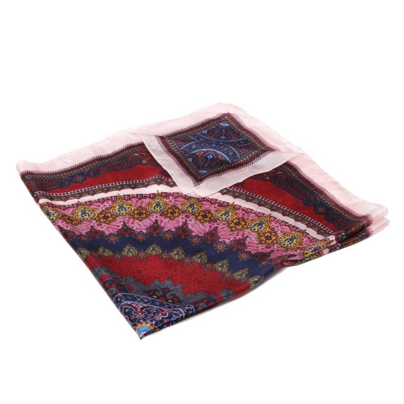 Seidentuch mit Aufdruck mit Bordeaux und Dunkelblau