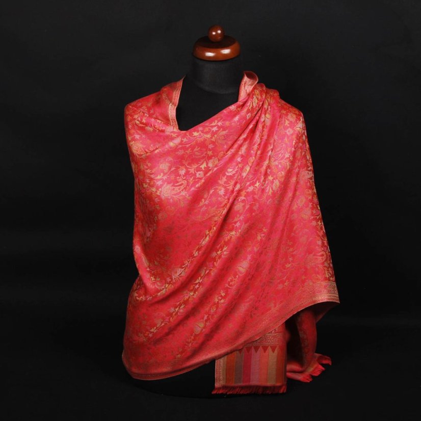 Schal aus Viskose und Seide Khani Jamawar rosa