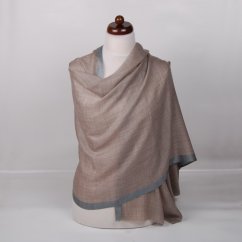 Kašmírska vlnená pašmína exclusive s hodvábom šedohnedá s šedou farbou