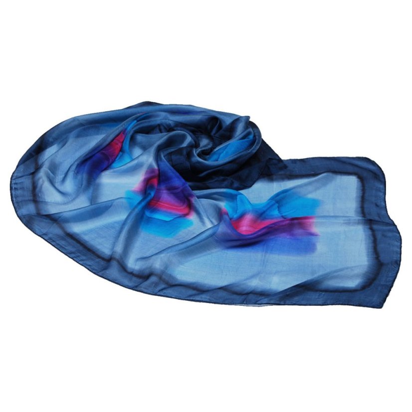 Handgemalter Seidenschal graublau