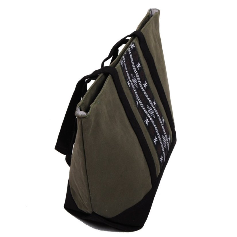 Tibetská kabelka Shopper Thogme Pal šedozelená