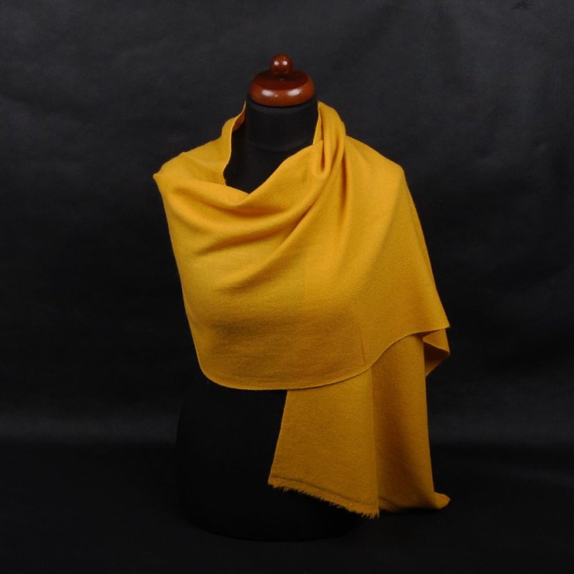 100% kašmírový šál exclusive stredný tmavožltý