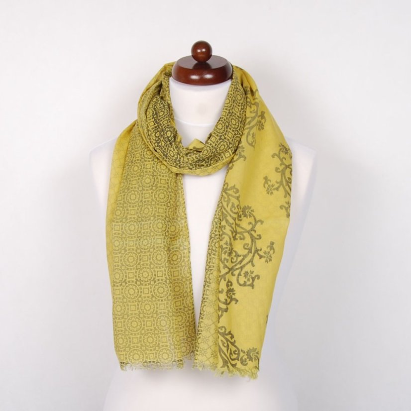 Schal aus Bio-Baumwolle gelb-grau