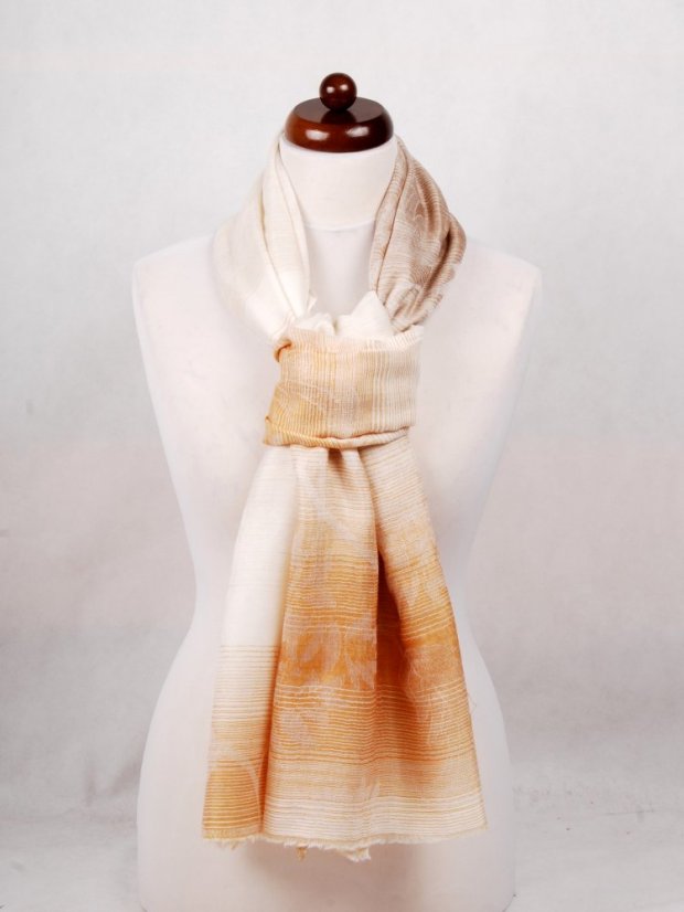Kaschmirische Pashmina exklusiv creme mit Gold und Graubraun
