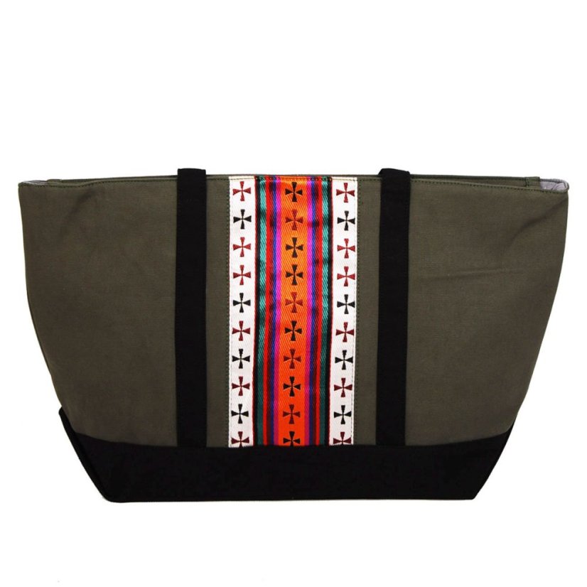 Tibetische Handtasche Shopper Thogme Druk graugrün