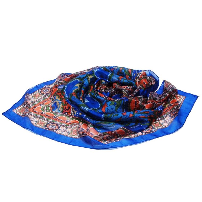 Seidentuch mit Aufdruck blau mit Dunkelorange