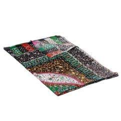 Šál z viskózy a hodvábu s potlačou mnohofarebný s čiernou a zelenou farbou