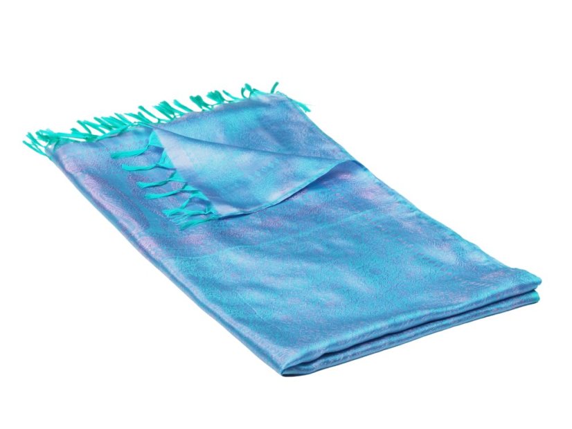 Hedvábná šála z Váránasí světle zeleno-světle fialová