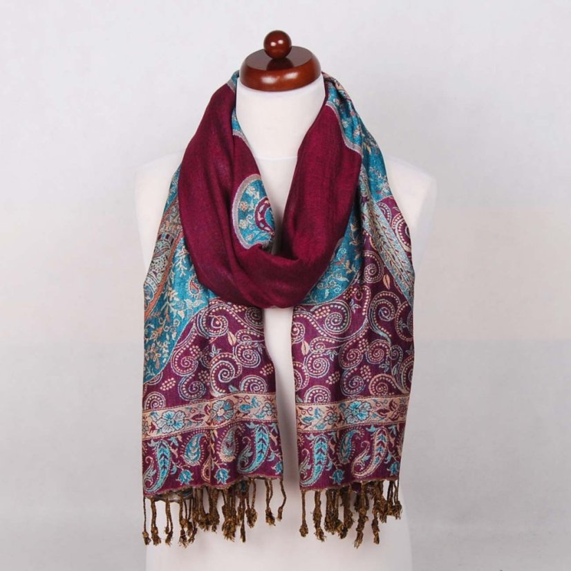 Viskoseschal cutting lila-türkis