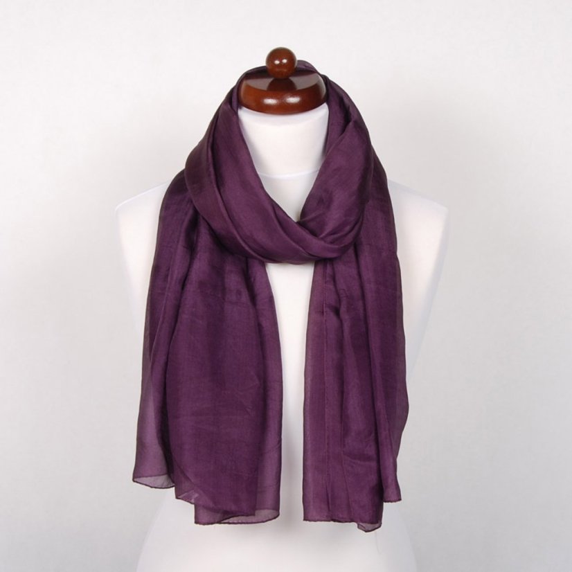 Hodvábny šál veľký tmavofialový s nádychom do hnedej farby