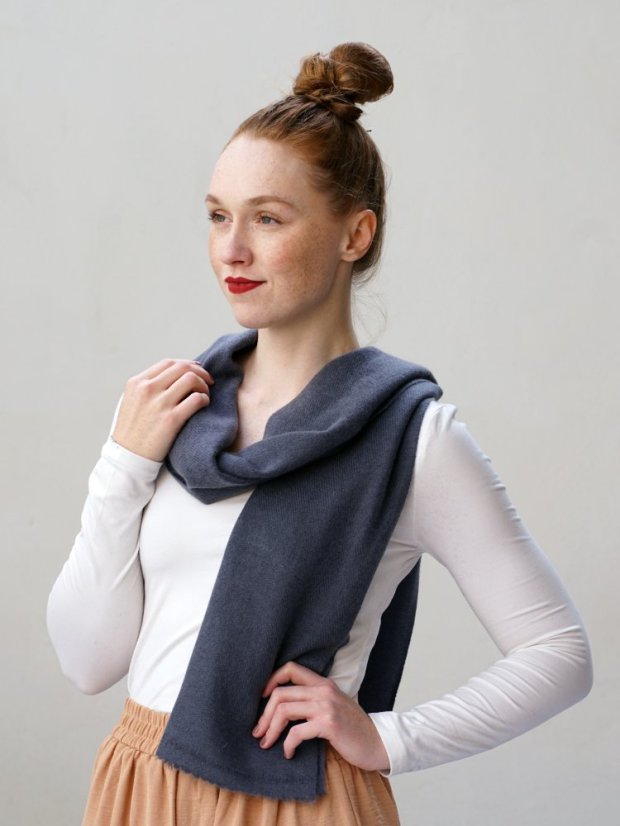 100% Kaschmirschal exklusiv schmal dunkelgrau