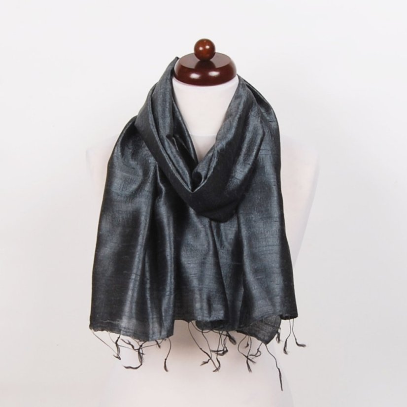 Schal aus Rohseide dunkelgrau