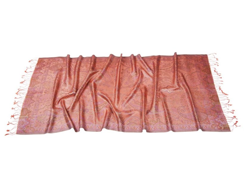 Seidenschal Super groß in Lachs-Farbe mit Lila