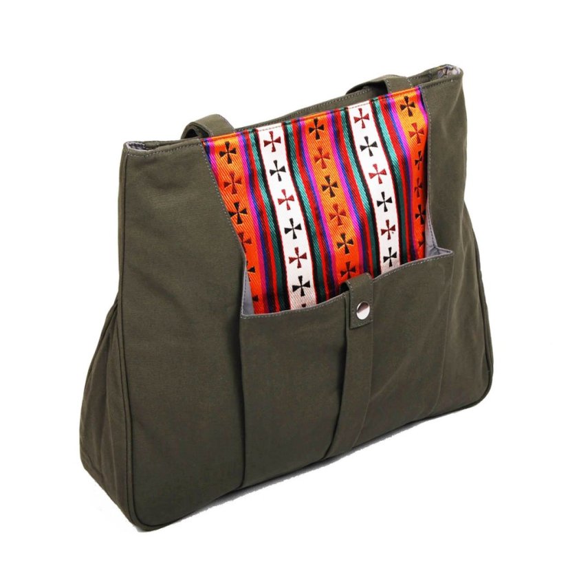 Tibetische Handtasche Tote Samye Druk graugrün