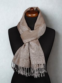 Šála z merino vlny šedohnědo-smetanová
