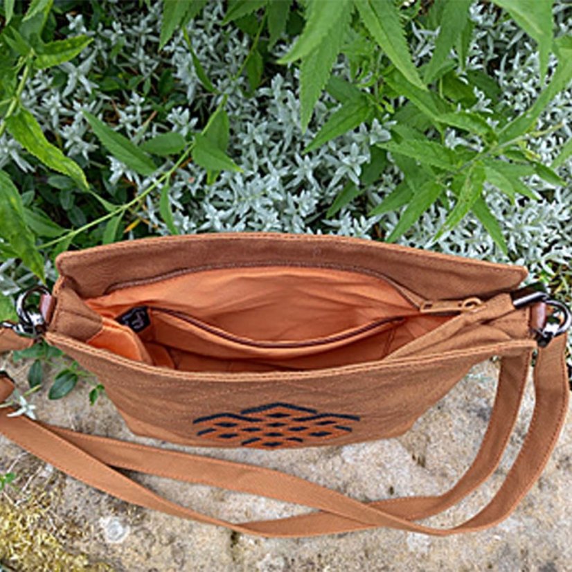 Tibetische Handtasche crossbody Tharpa braun