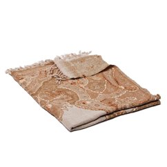 Šála z merino vlny s vyšíváním Tsewang světle hnědo-smetanová