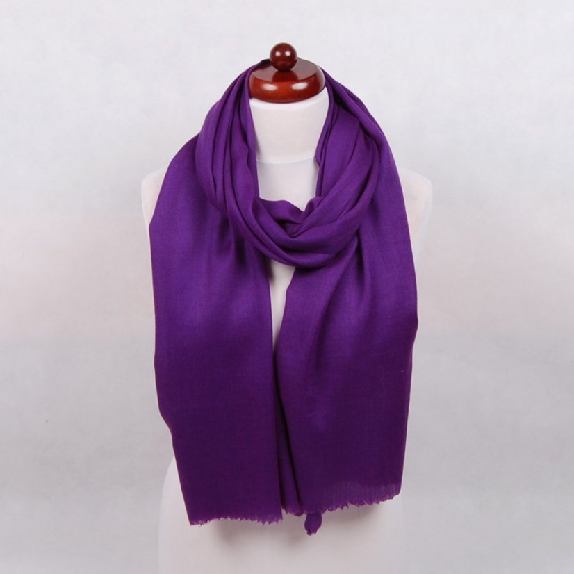 Kašmírská vlněná pašmína Self tmavě fialová