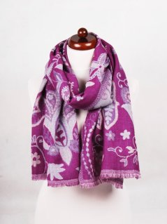 Schal aus Merinowolle lila mit Hellblau