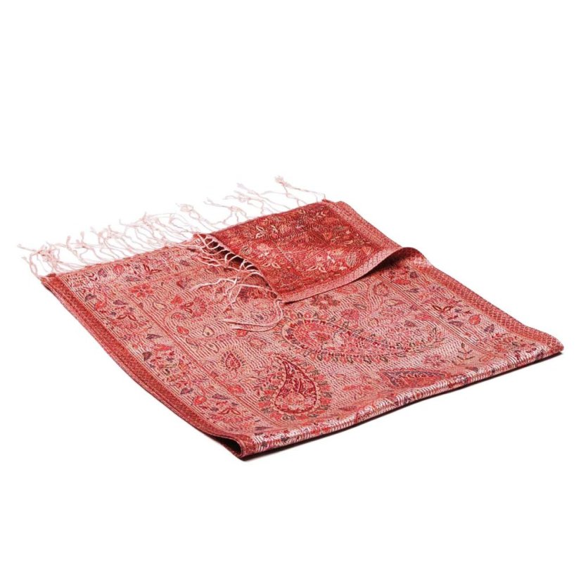 Hodvábny šál Super svetloružový s červenou farbou