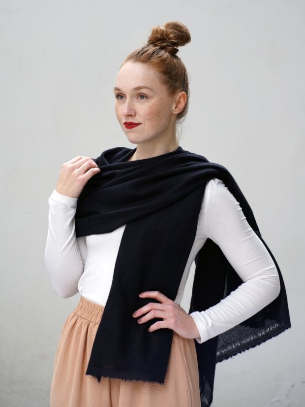 100% kašmírová šála velká černá