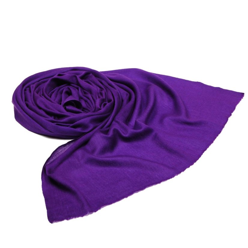 Kašmírská vlněná pašmína Self tmavě fialová