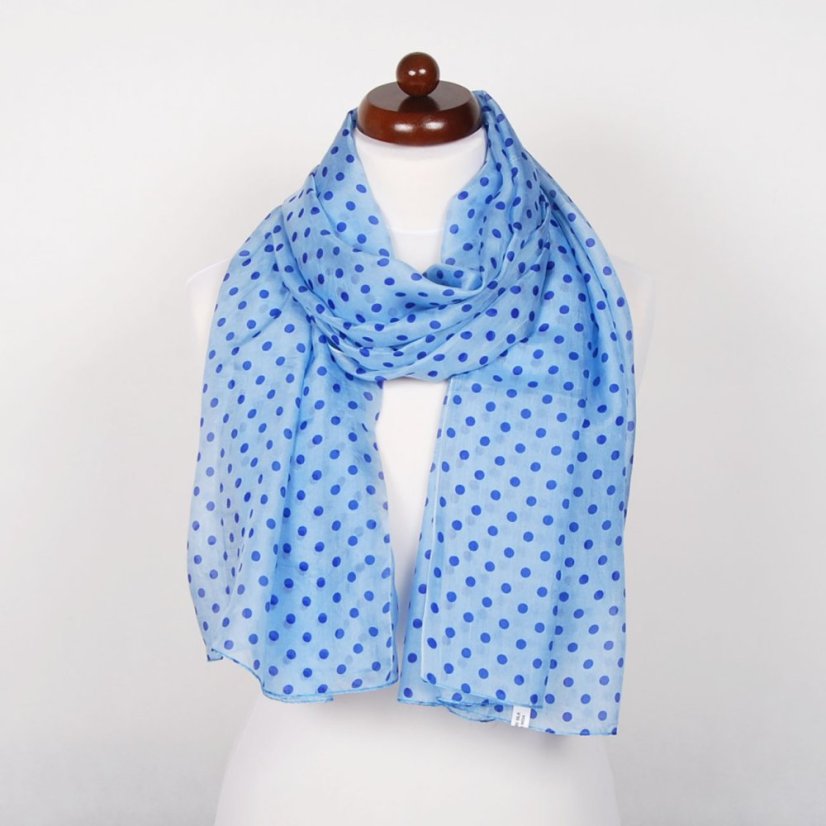 Hodvábny šál s potlačou veľký svetlomodrý