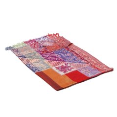 Prostříhávaná šála z viskózy mnohobarevná s oranžovou