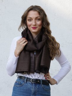 Schal aus Rohseide dunkelbraun