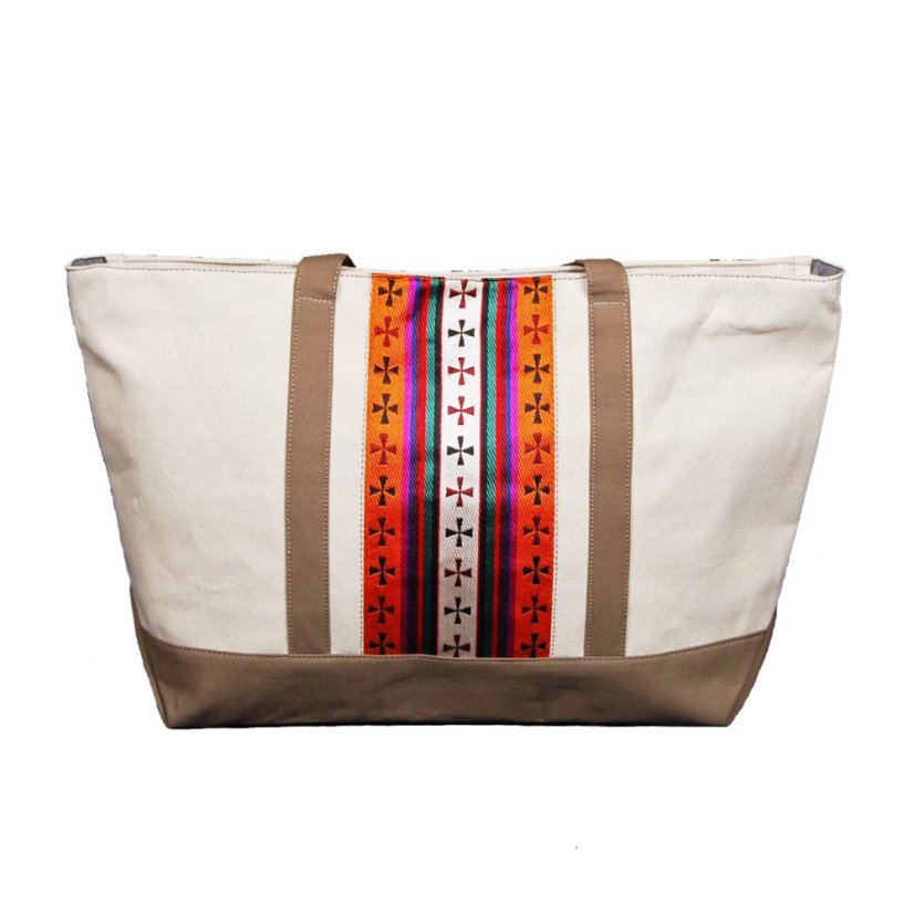 Tibetská kabelka Shopper Thogme Druk smetanová