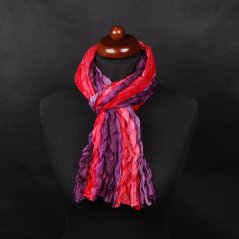 Hodvábny šál pokrčený tmavofialovo-červený