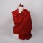 Kaschmirischer Wollschal handgestickt bordeaux mit Orange und Goldfarbe