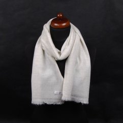 Vlněná šála Pašmína úzká světle šedo-smetanová