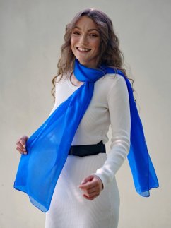 Hedvábná šála jednobarevná královsky modrá