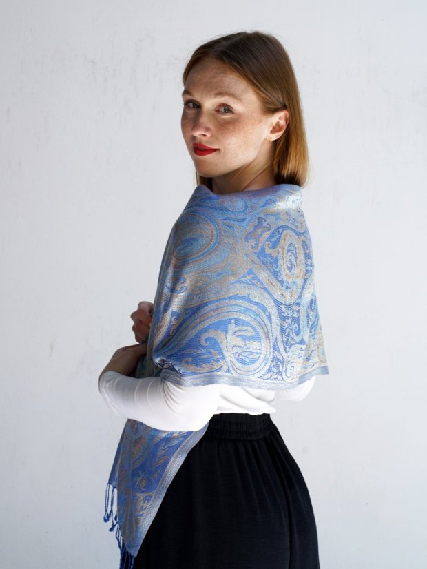 Hedvábná šála Super světle modrá