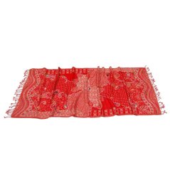 Šála z merino vlny s vyšíváním Ornament červeno-béžová