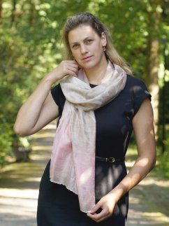 Kaschmirische Pashmina exklusiv creme mit Hellrosa und Graubraun