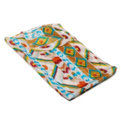 Hodvábny šál s potlačou so zlatou a tyrkysovou farbou