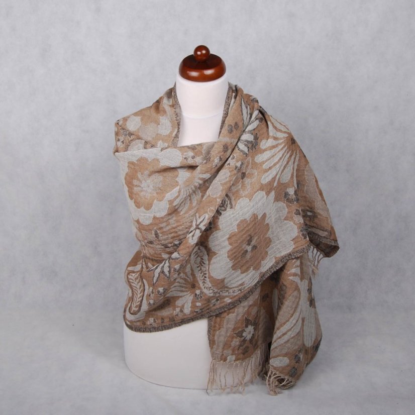 Šála z merino vlny Tsering šedohnědá