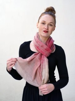 Kašmírská vlněná pašmína exclusive s tmavě růžovou