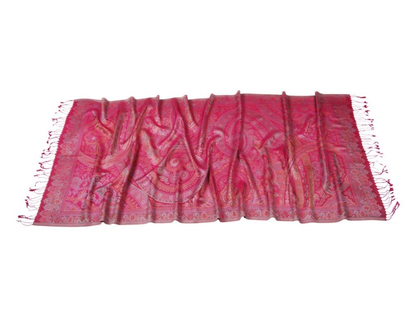 Hodvábny šál Super veľký Drolma vo farbe magenta