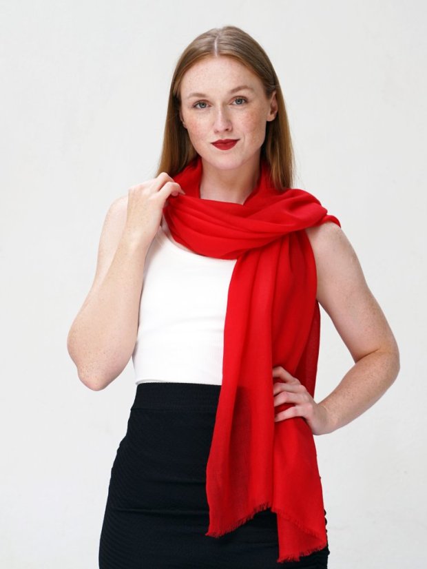 Ring-pashmina exklusiv rot