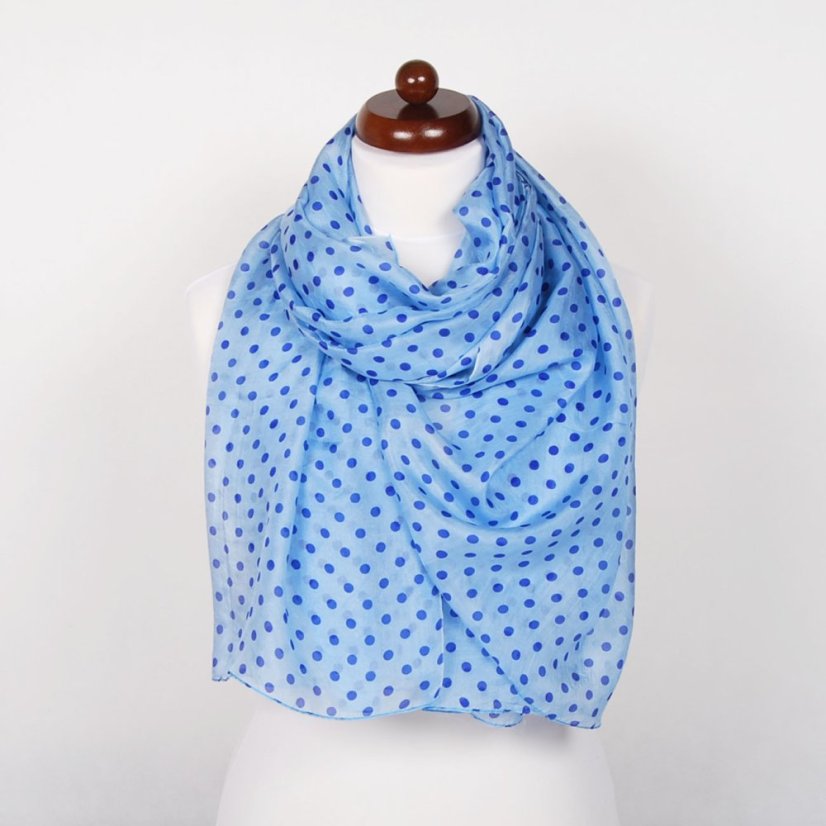 Hodvábny šál s potlačou veľký svetlomodrý