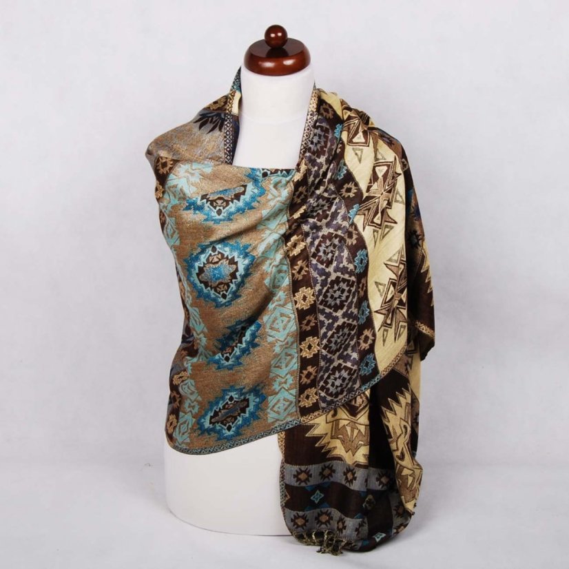Schal aus Viskose mehrfarbig mit Dunkelbraun