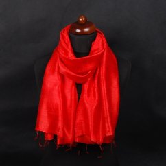 Šála ze surového hedvábí červená