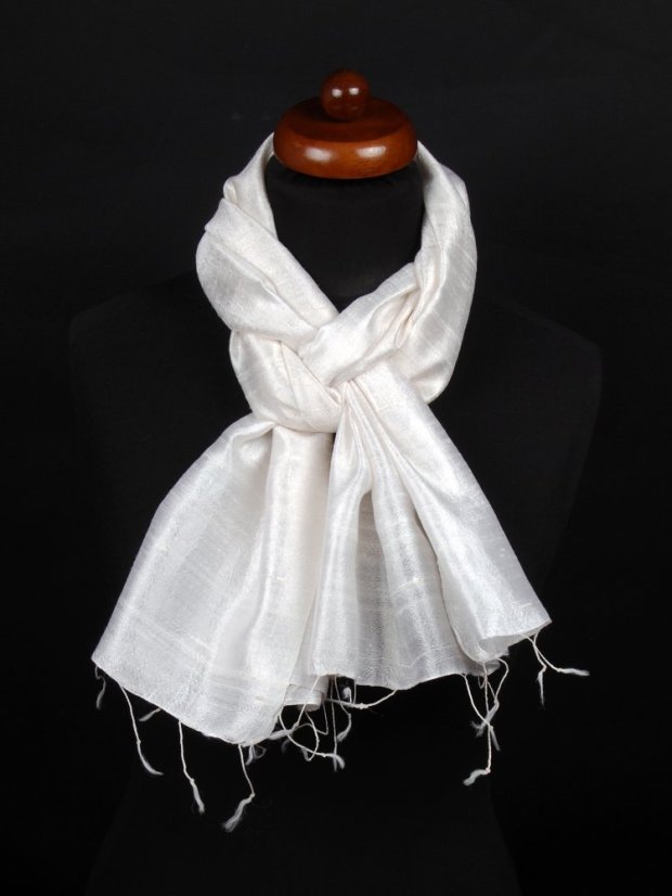 Schal aus Rohseide cremefarben